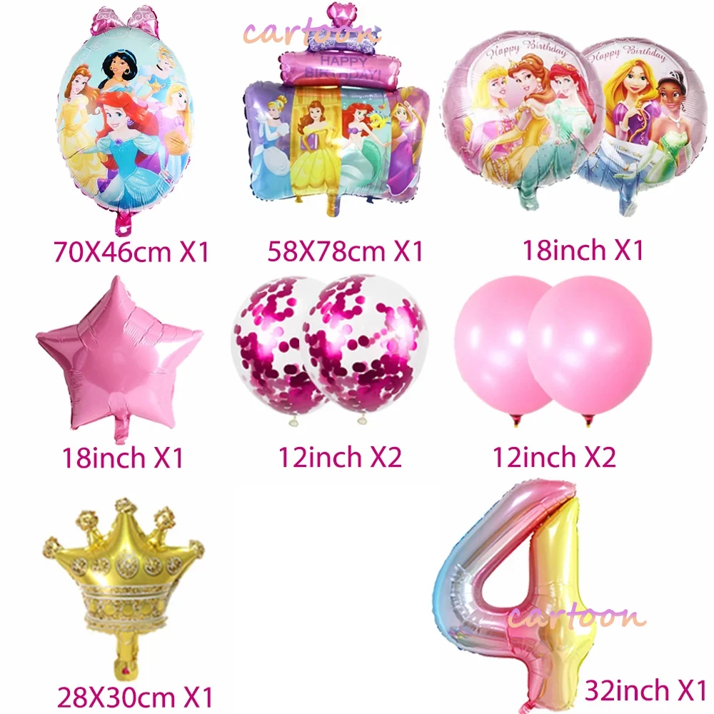

Princess Cinderella 32inch Balloons Birthday Party Decoration Colorful Foil Balloons Set for Girls Baby Shower Birthday Gift