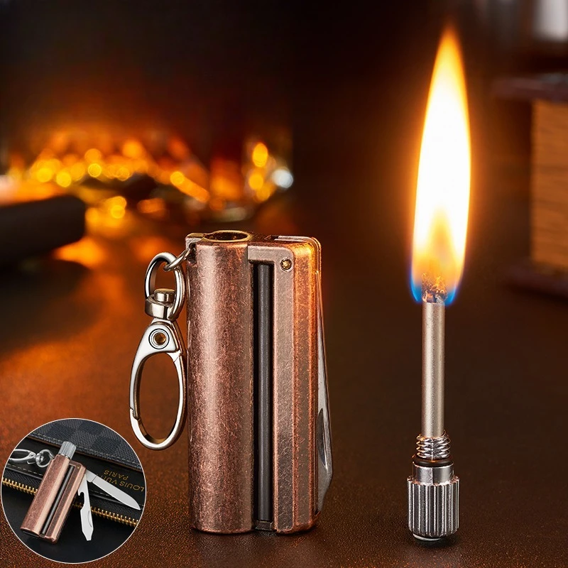 Multifunctional Match Lighter Personalized Creative Key Pendant Outdoor Portable Flint