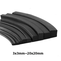 1/2/5 Meters Black Solid Nitrile Rubber Strip Square NBR Sealing Strip For Marine Seal Oil Resistant 3x3mm~20x20mm