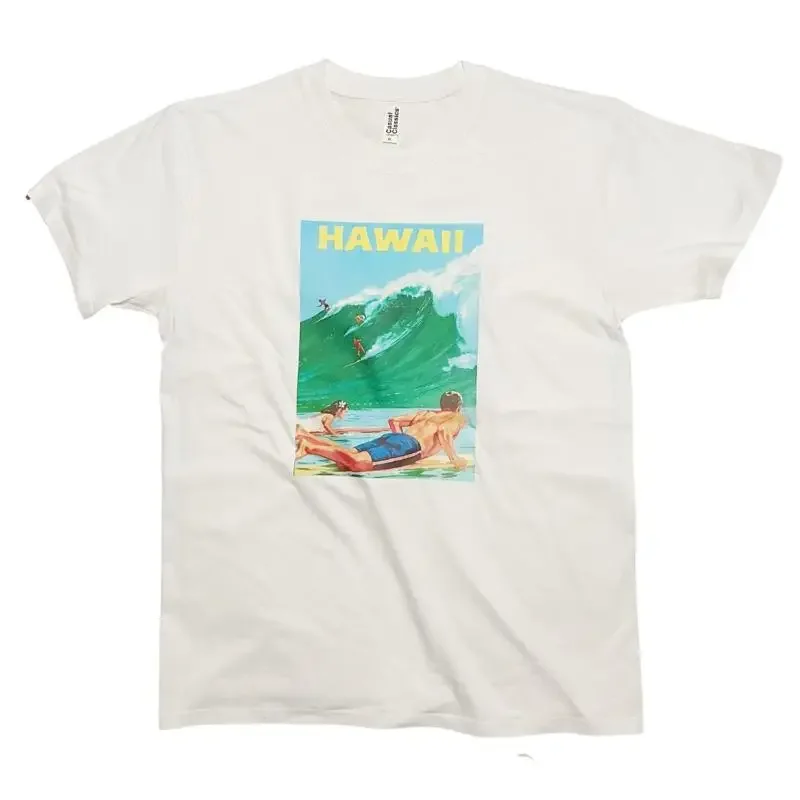 Hawaii Travel Poster T Shirt Vintage Surfing Art