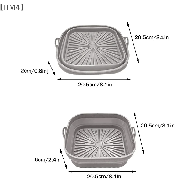 maveraHM4 OrganiAir freidora cesta de silicona olla cuadrada plegable Airfryer horno bandeja para hornear molde revestimiento reutilizable cocina sin aceite