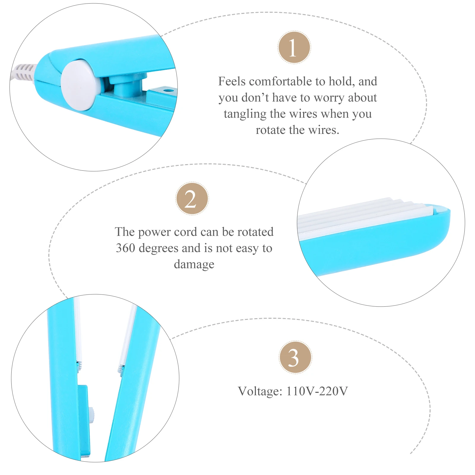 

Portable Curler Straightener Travel-Sized Styling Tool 3D Rotating Cord -Free Lightweight Home On-the-Go Silk