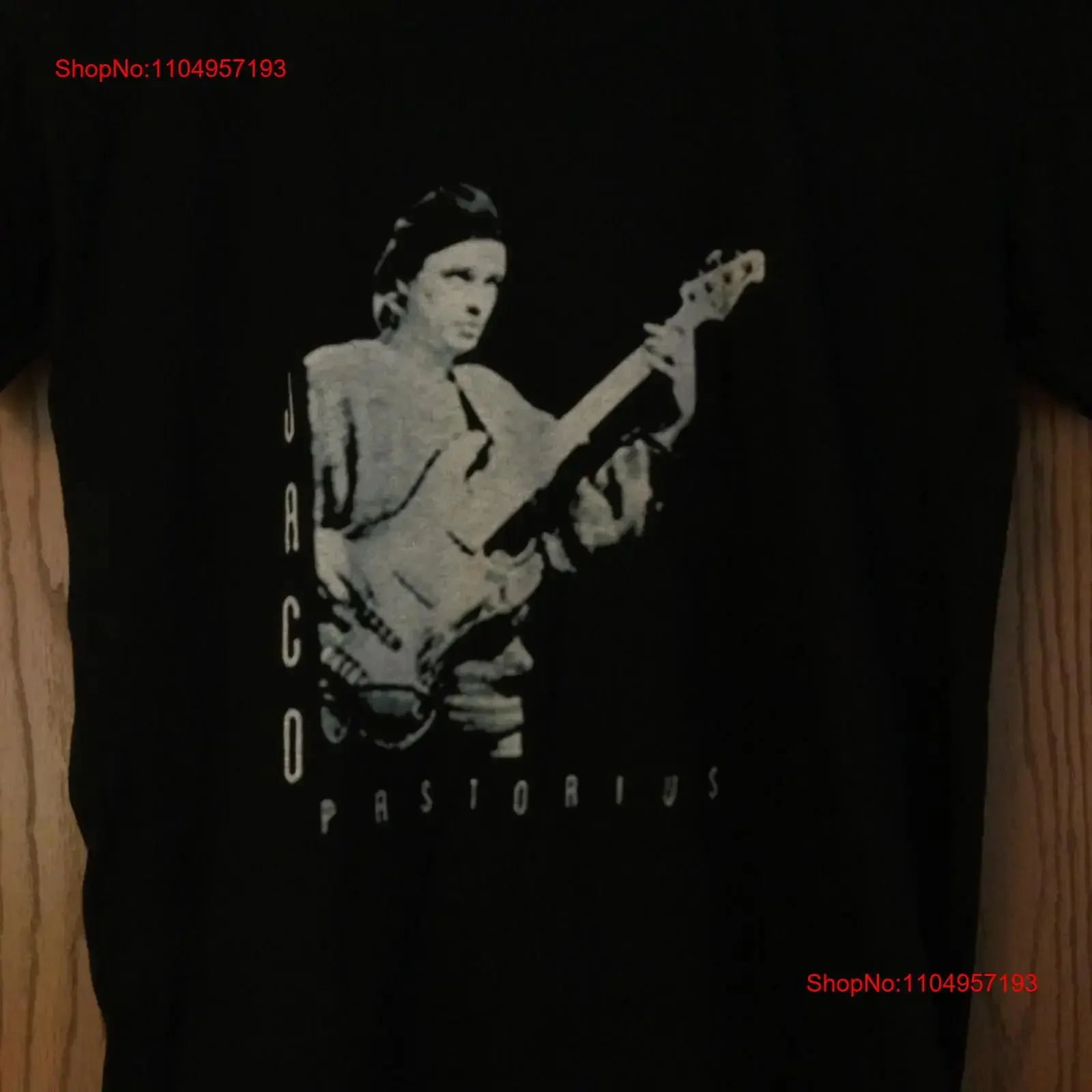 Camiseta negra Jaco Pastorius sin etiqueta de marca L, Top informal lavado vintage para uso diario, ropa de calle con gráfico Unisex a la moda