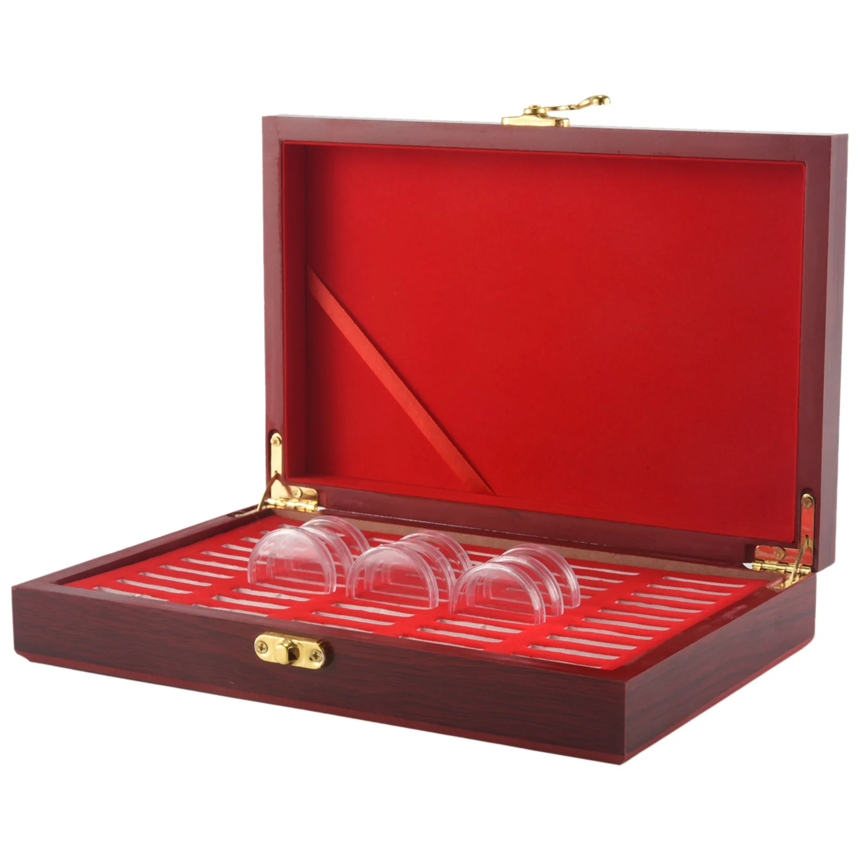 جديد 50 قطعة الخشب عملة حماية صندوق عرض حقيبة للتخزين حامل صندوق دائري صندوق جمع التذكارية