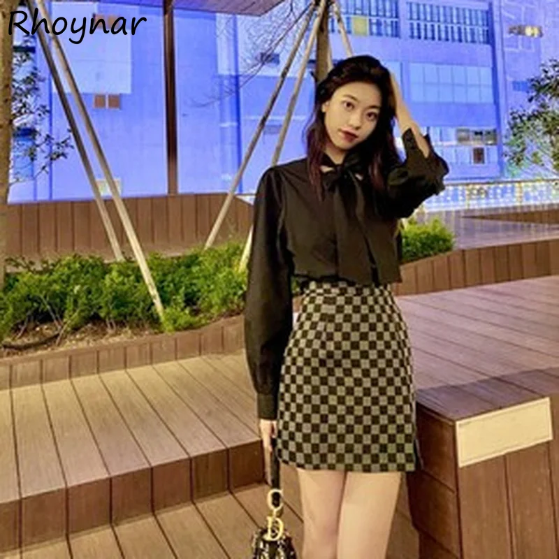 

Skirts Women Summer All-match Plaid Trendy Side-slit Design Sexy Casual A-line Streetwear College Юбка Женская Korean Chic Cozy