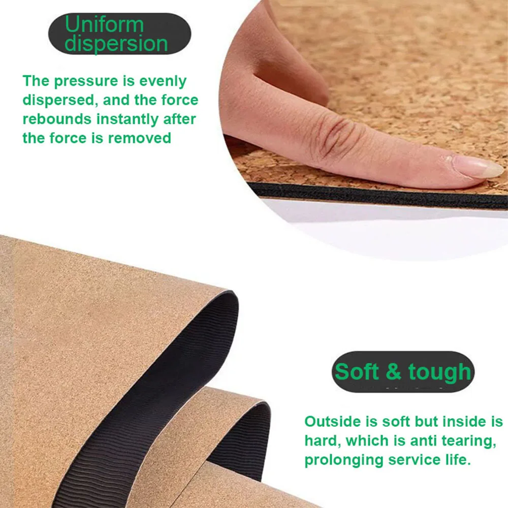 4mm Thickness 7.2x2.4 Inch Eco Friendly Anti Slip Cork Yoga Mat Fitness Home Cushion Gym Pad