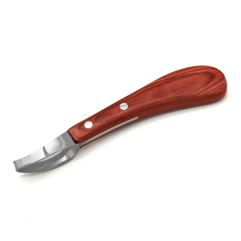 الحصان حلقة حافر سكين المتقلب شفرة الأغنام الماشية حافر سكين مزدوجة الحواف المقصات القاطع مقبض خشبي الفولاذ المقاوم للصدأ مسام الحديد