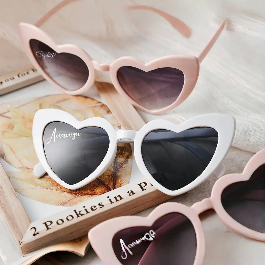 Personalized Heart shape Sunglasses Wedding Bridesmaid gift Bachelorette Party Favors bridal party Summer Beach Party Souvenirs