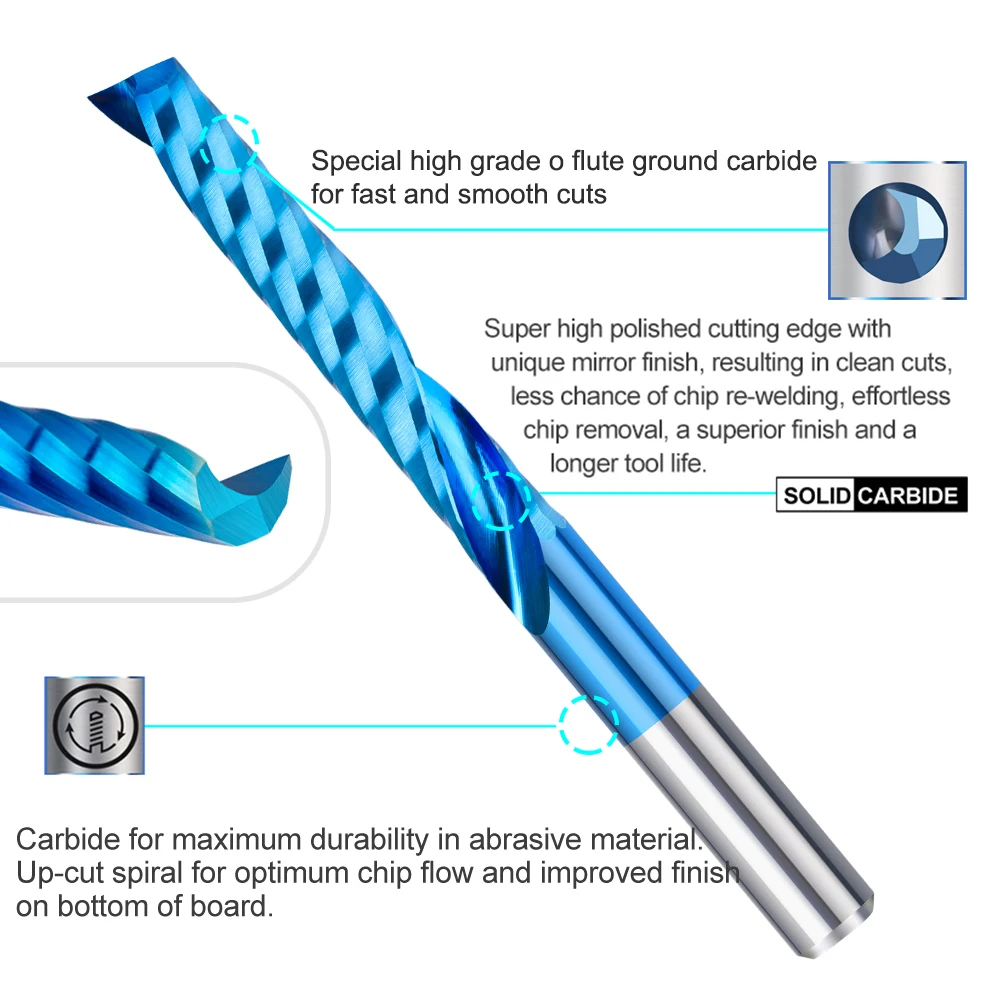 Imagem -03 - Xcan-single Flute End Mill Cutter 3.175 mm Shank Carbide Spiral Router Bit para Carpintaria Cortador Cnc 10 Pcsfresas para Tupia de Madeira