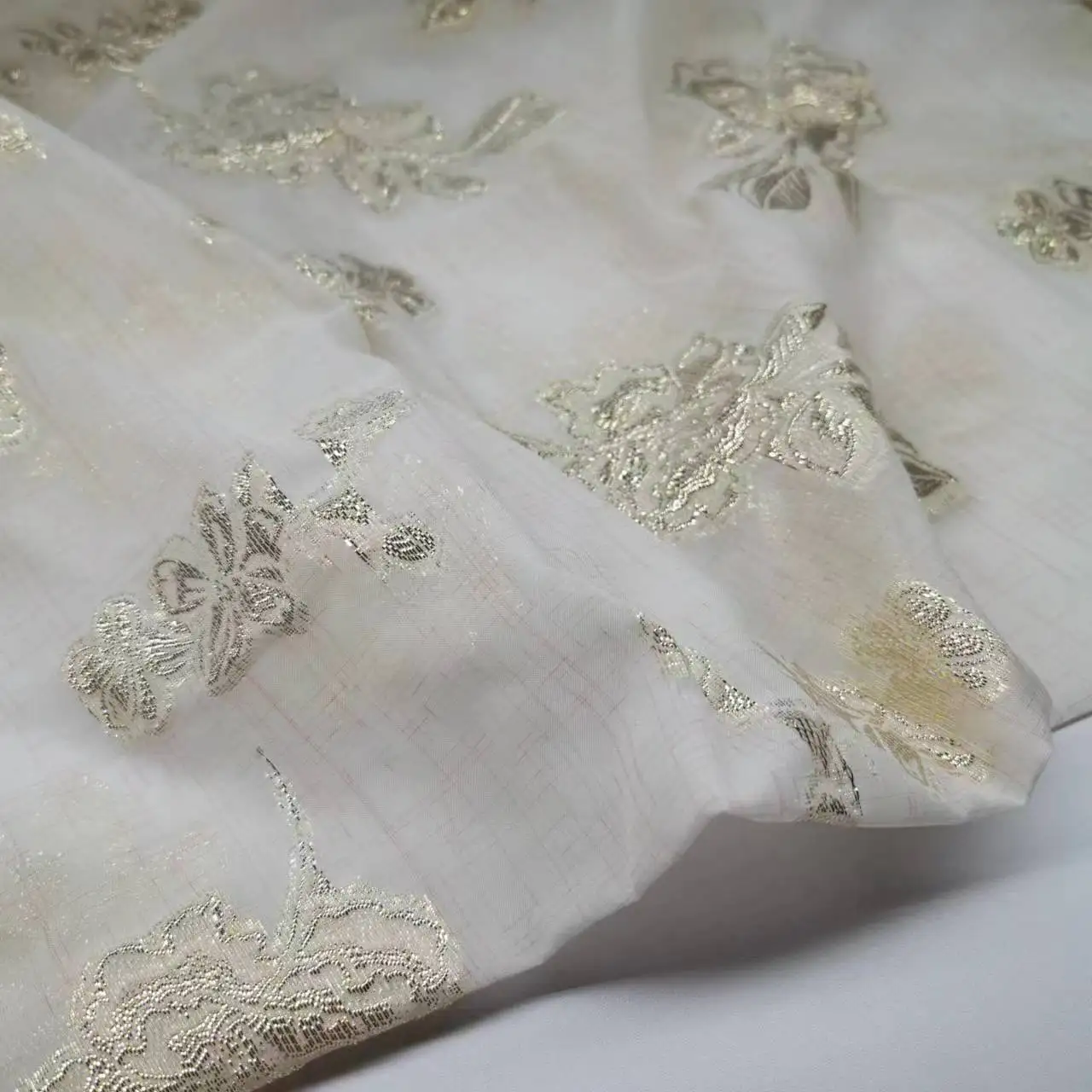 Metal Brocade Nylon Jacquard with Metallic Lurex Shirt Skirt Saree Dress DIY Craft Tissue