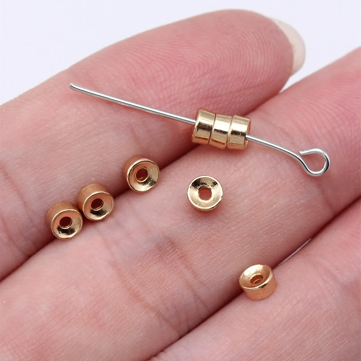 WYSIWYG 100pcs Rhodium Color & KC Gold Color 4x4x2mm/6x6x2.7mm/8x8x2.8mm Round Small Hole Beads Spacer Beads For Jewelry Making