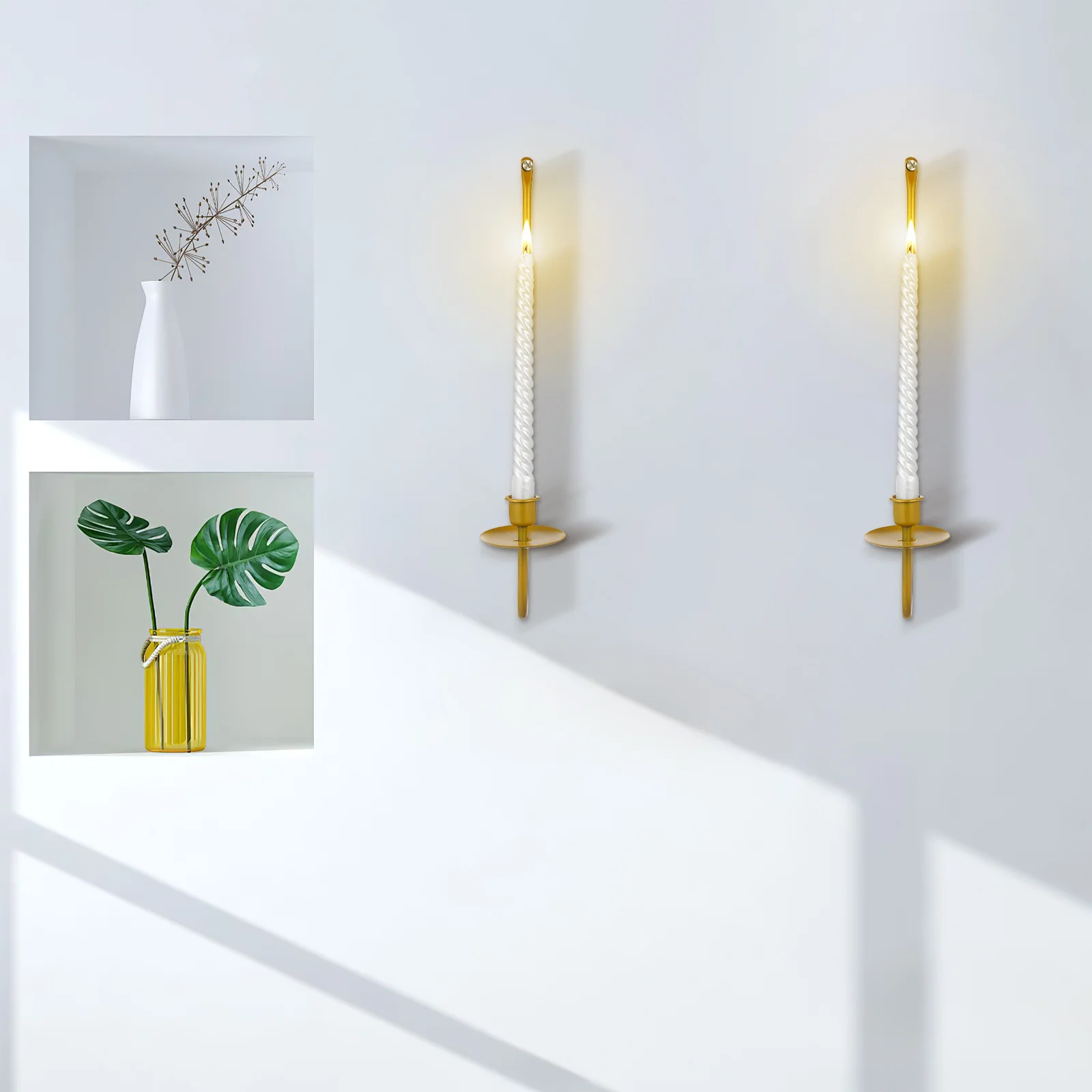 

2 pcs Metal Holder Wall Sconces Curved Design Sturdy Mount For Living Room Dining Room Office Decorative Holders