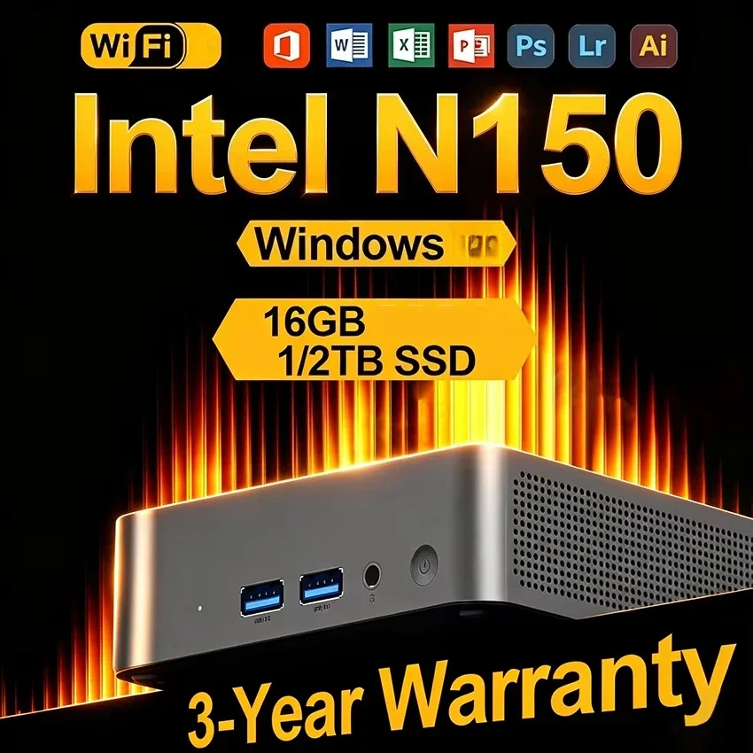 2026年型mini-pc、intel-n150プロセッサー搭載、windows-os、ポータブルゲーミングpc、16gb-ram、1tb-2tb-ssd、オフィス用、ゲーマー向け、wi-fi対応、デスクトップpc。