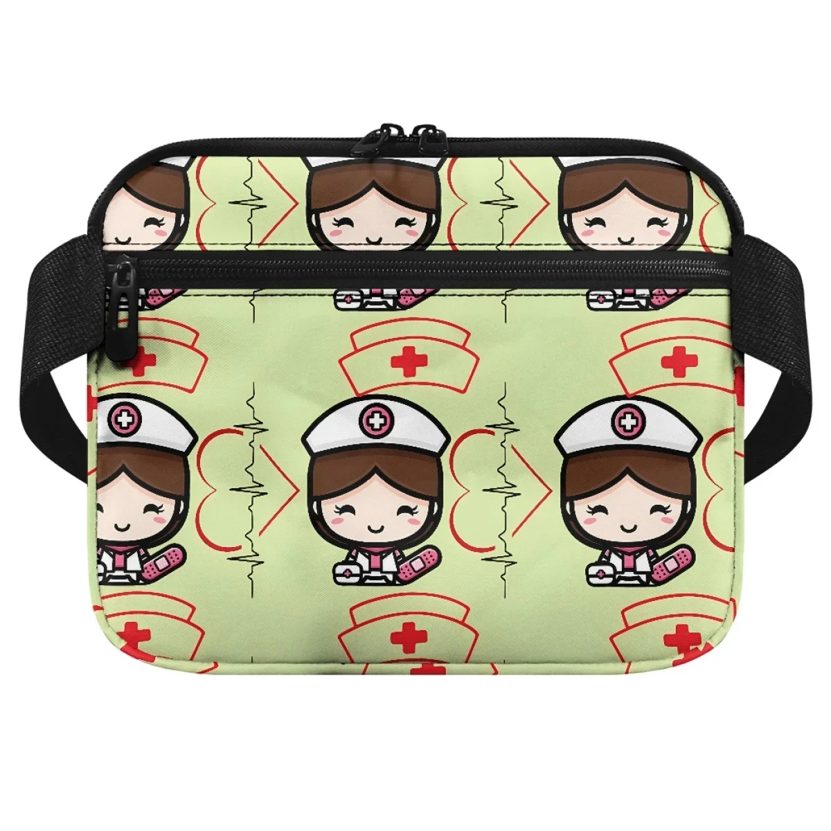 Multi Pocket Fanny Pack para Senhora, Sacos de Ferramentas de Enfermagem, Bum Bag, Presente de Enfermagem, Desenhos Animados, Batimento Médico, Moda Médica, Impressão sob Demanda