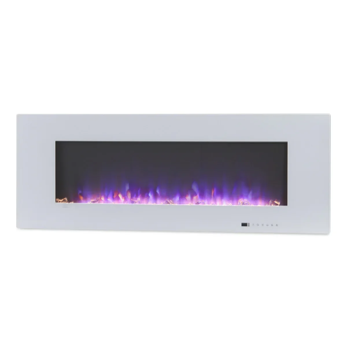 For 50 Inch Hanging Home Heaters with White Tempered Glass Front Panel Led Flame Electric Fireplace