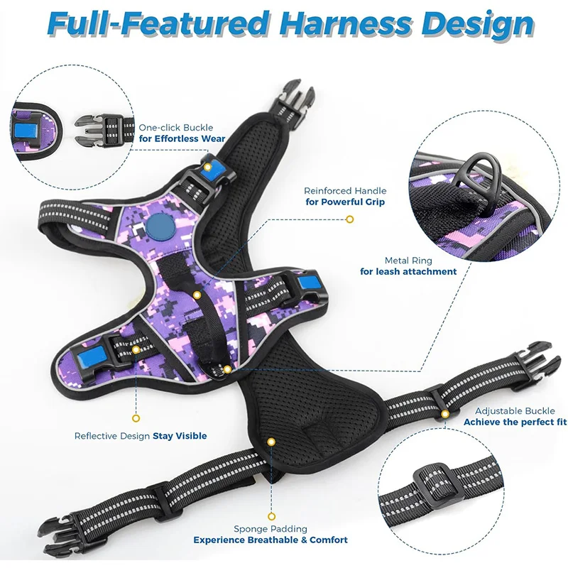 Hot Sale Anti-Loss Pet Harness Outdoor Travel Medium and Large Dog Harness Golden Retriever Husky Dog Harness With Name Tag