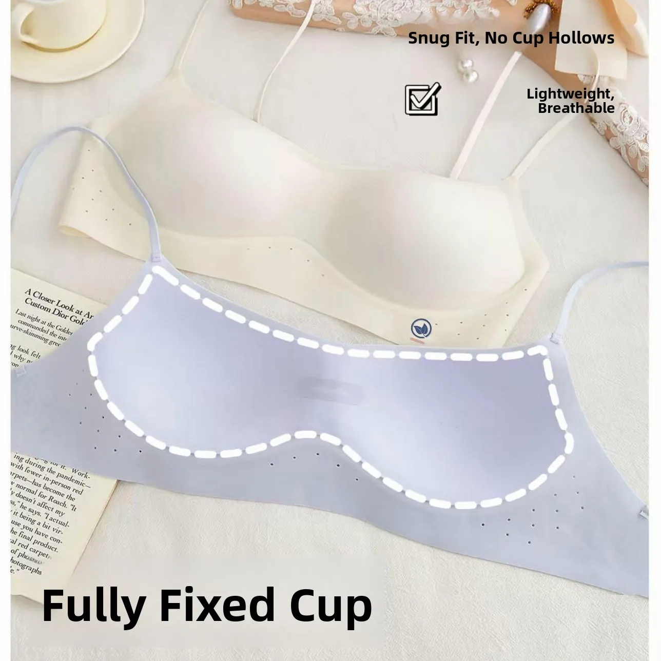 KUCLUT Foundation Liquid Low Neck Seamless Underwear Women's Small Chest Gathered Side Breast Reduction Thin Strap Beautif...