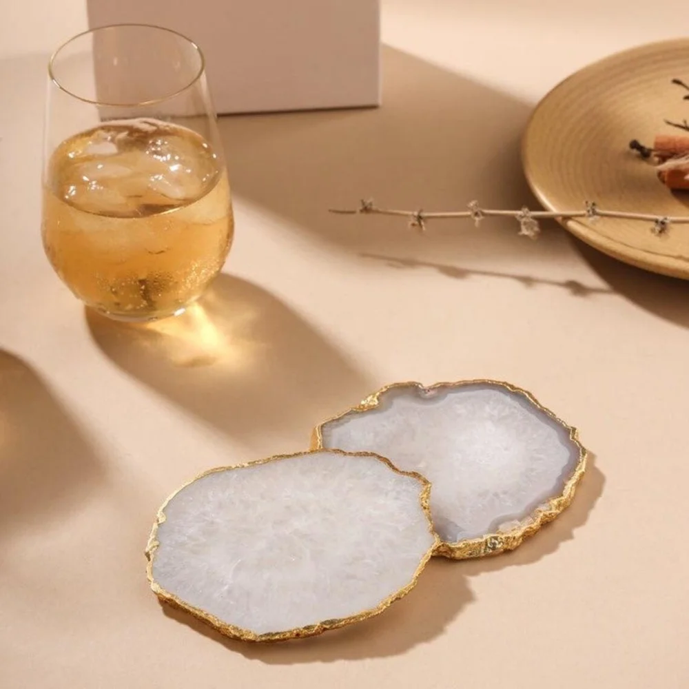 

2025 New hot-selling ETSY Amazon custom natural resin agate coasters personalized wedding coasters gift