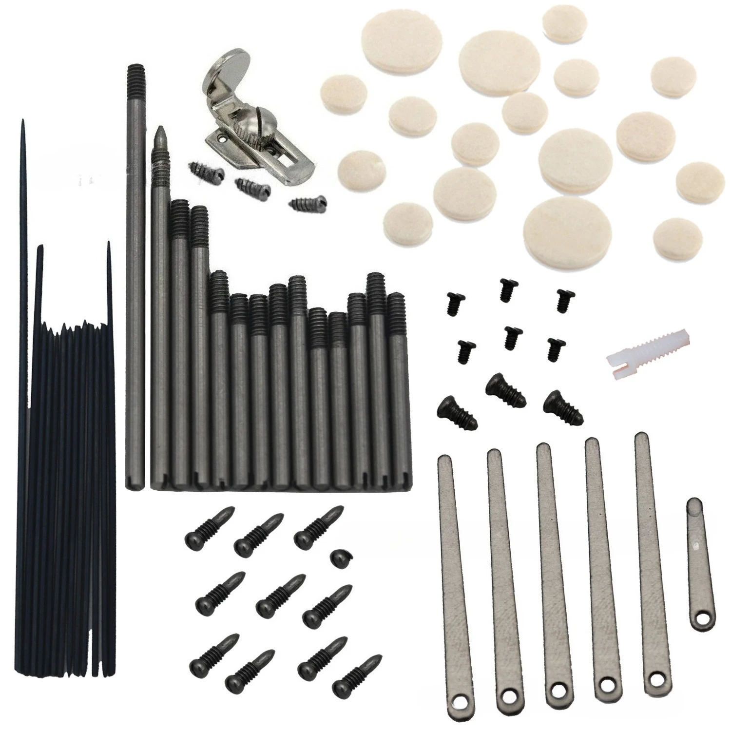

Clarinet repair tool combination, sound hole pad, spring pin, finger rest, key shaft, hand rest fixing, adjusting screw