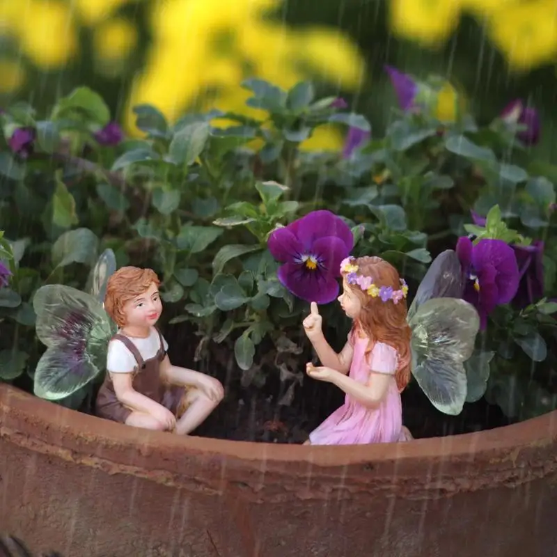 

Miniature Fairy Figurines Fairy Garden Accessories Resin Crafts Cute Whispering Fairy Garden Statue Miniature Ornaments Planter