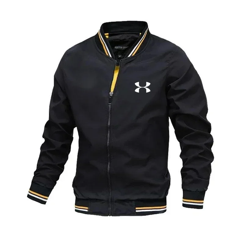

Men's zipper stand-collar long-sleeved jacket, suitable for spring, autumn, fashionable and casual outdoor sport wear.