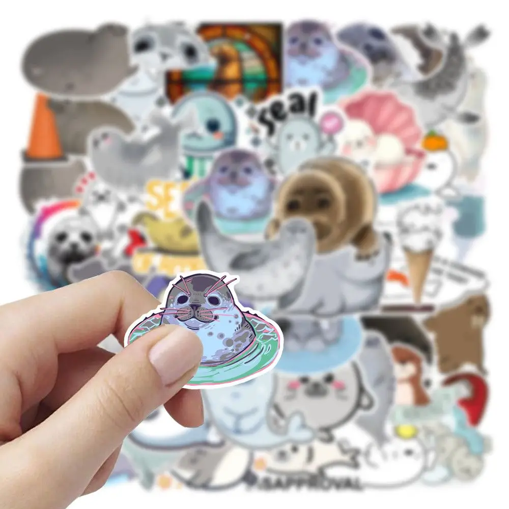 Cute Seal Series Stickers, a complete set of 100 small waterproof animal stickers view 3