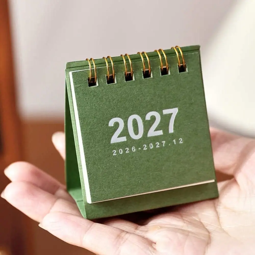 Gifts Mini 2027 Desk Calendar Double Coil Standing Base Standing Calendar Flip Calendar Daily Planning