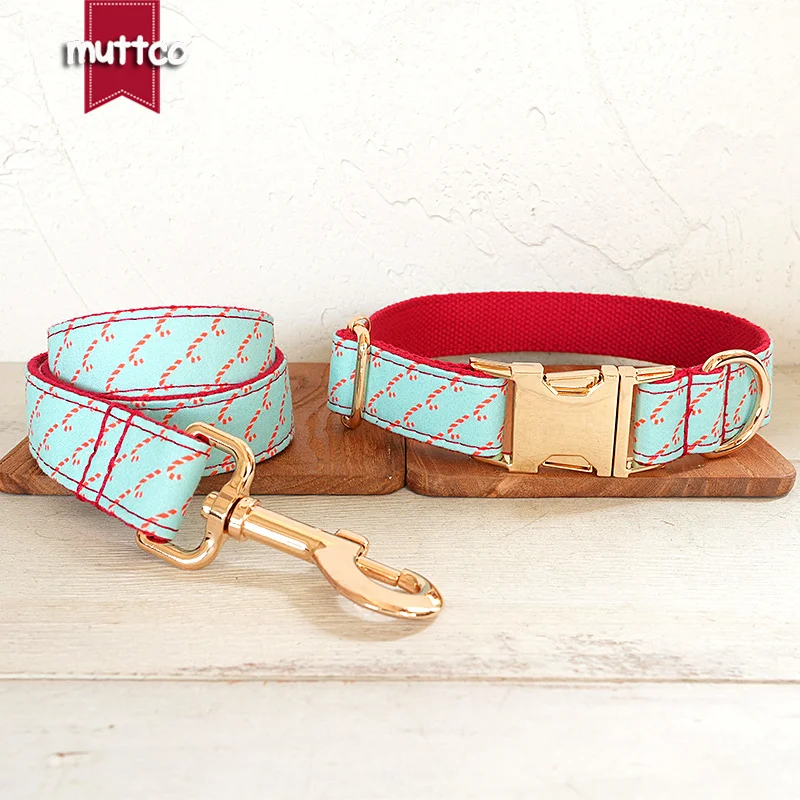 MUTTCO this dog collar with a candy cane pattern printed CHRISTMAS CANDY CANES creating a cheerful and sweet feeling UDC219