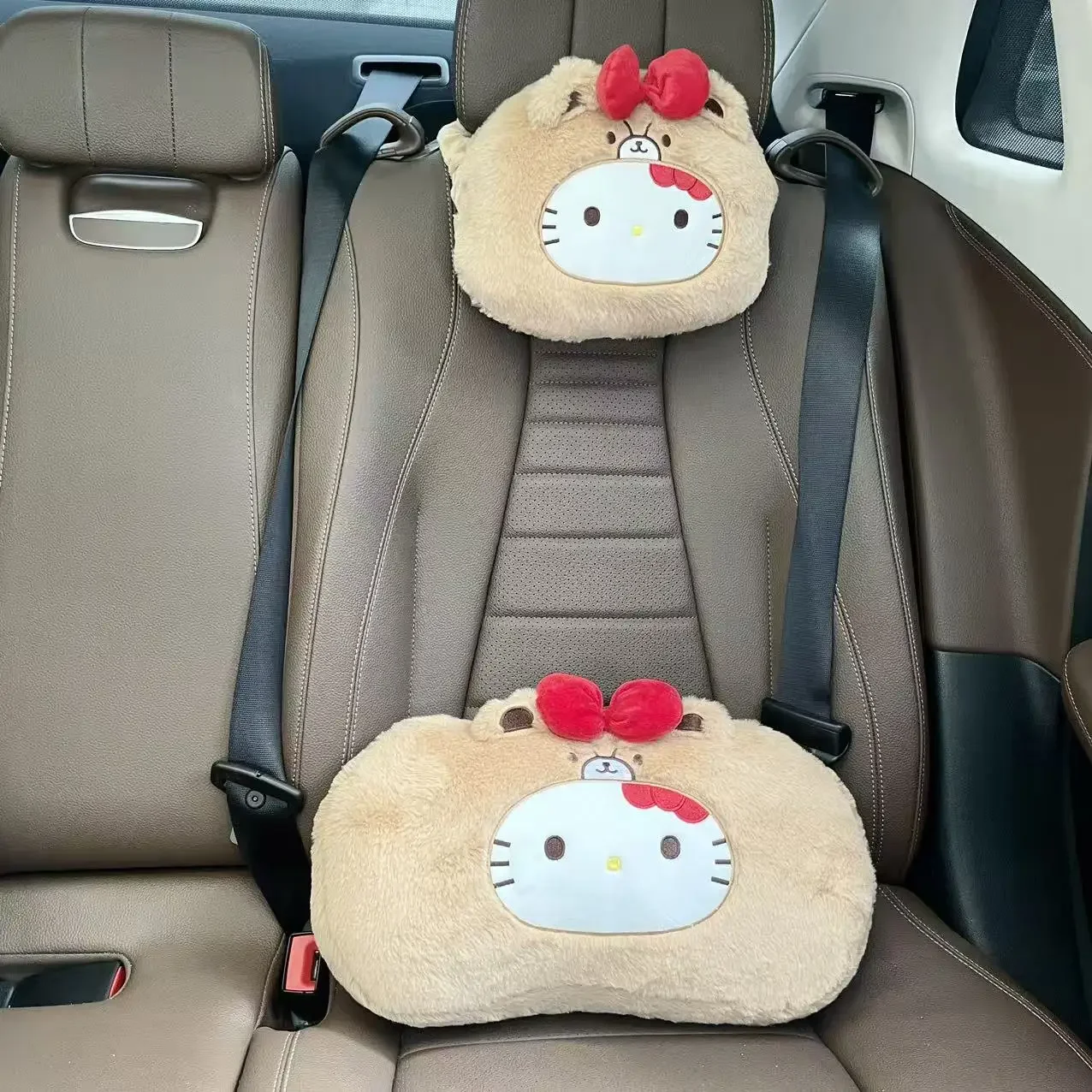 

Adorable Hello Kitty Headrest For Car Seat Belt Cover Car Plush Seat Cushion Neck Lumbar Support Cartoon Throw Pillow Gifts Girl