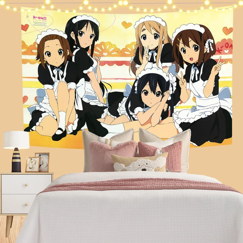 Anime Wall Hanging Tapestry Japan Kawaii New K-ON! Room Decor Aesthetic Decorative Cartoon Photo Background Cloth Table