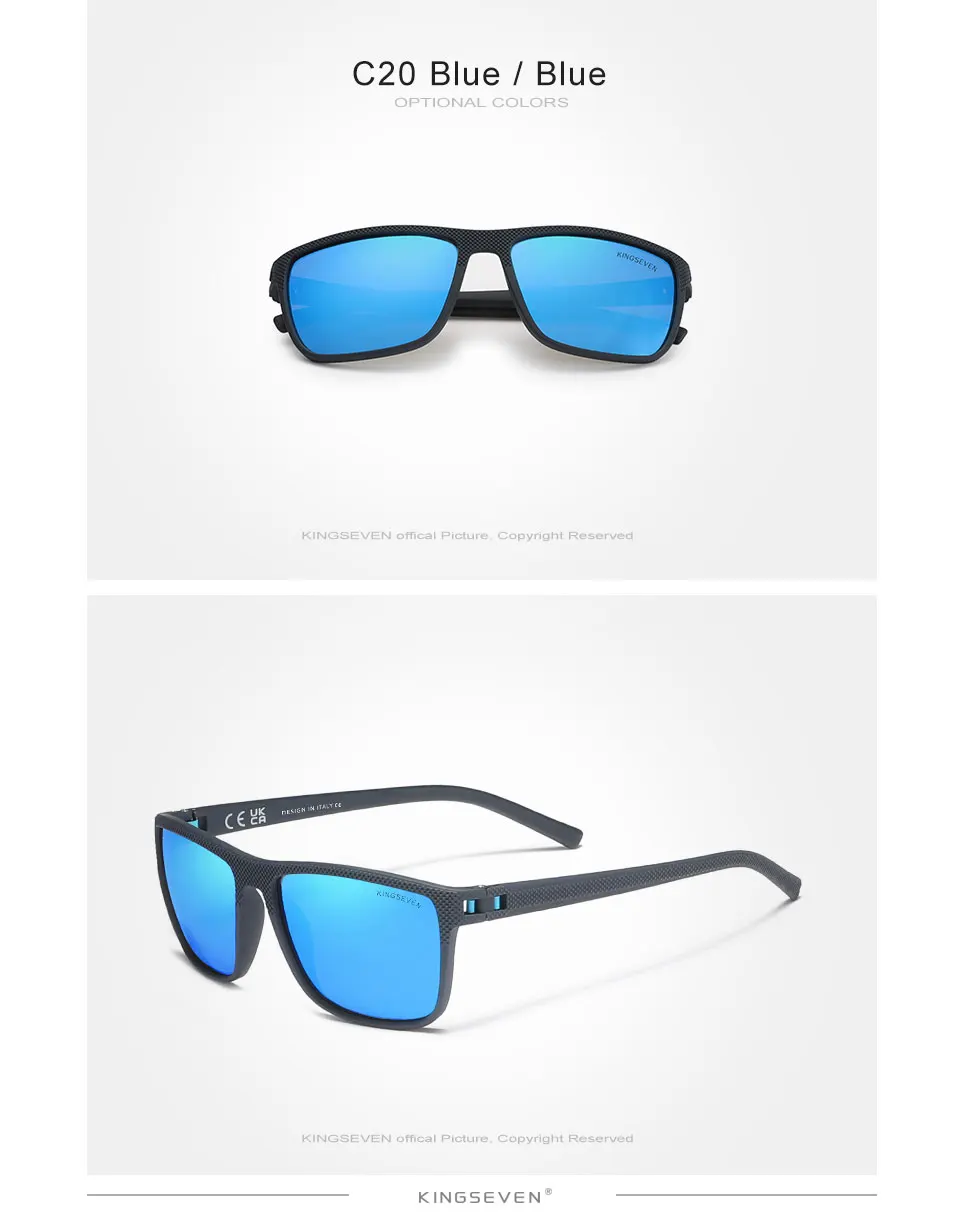 Kings even hd polarisierte sonnenbrille für männer uv400 schützen augen brille blau spiegel körnigkeit designer rechteck marken brillen – Detail 4