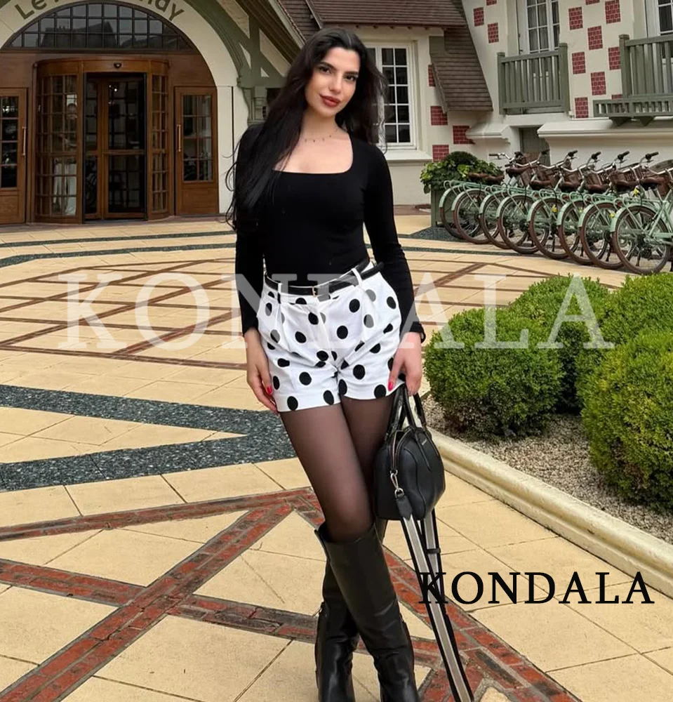 KONDALA Leisure High Waist Shorts with Belt Women Elegant Commute Versatile Shorts New 2026 Spring Summer Trendy Female Shorts
