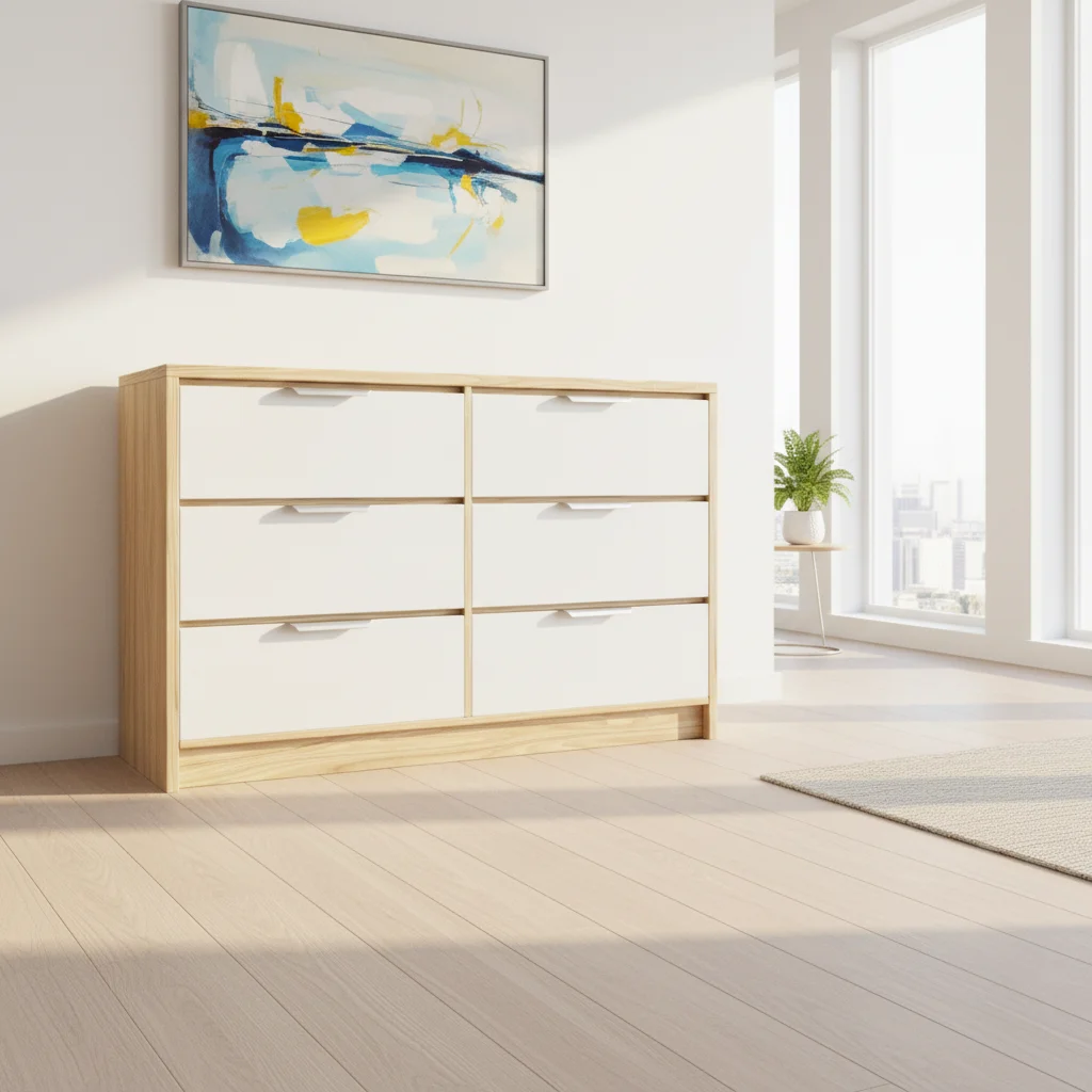 xx-Modern Simple Wood White Chest of 6 Drawers Storage Cabinet for Bedroom*