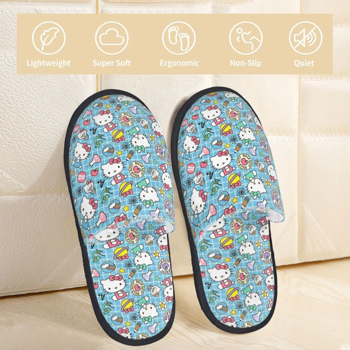 Sanrio Character Hello Kitty Plush Slippers Living Room Soft Memory Foam Slippers Anti Slip