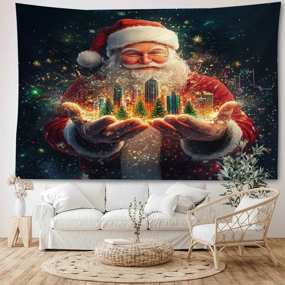 

Christmas Eve Carnival Santa Claus Carnival Background Decoration Tapestry Christmas Background Home Decoration