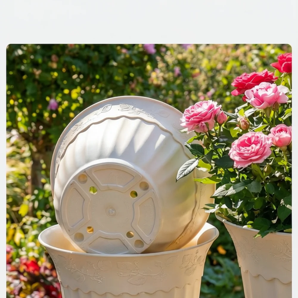 Creative Roman Embossed Plastic Planter Breathable Durable Garden Flower Pot For Office Desktop Balcony Plant Growing