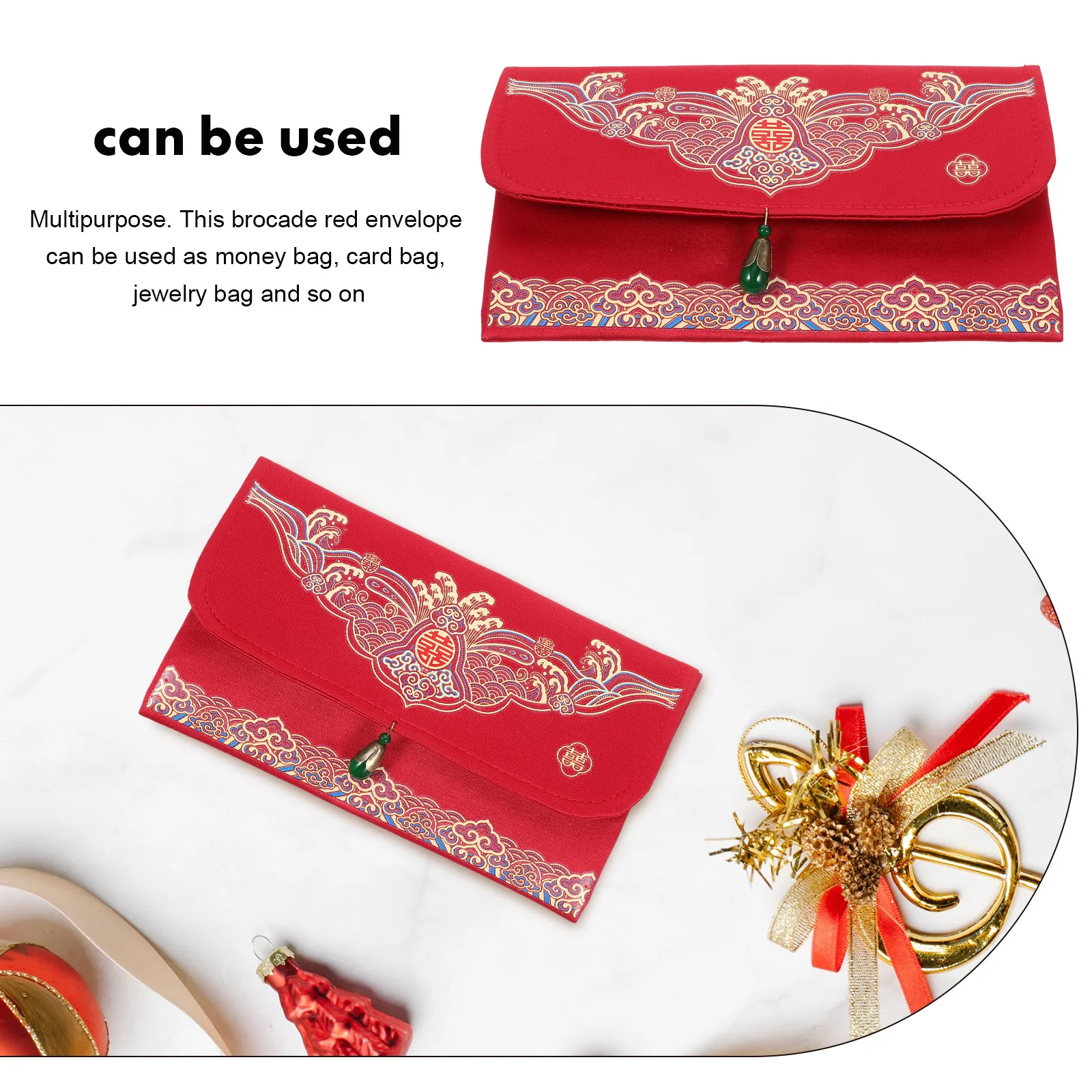 

6pcs Red Envelope Bag Chinese Wedding Cash Packet Bridal Shower Gift Money Holder Envelope Party Supplies Brocade Style