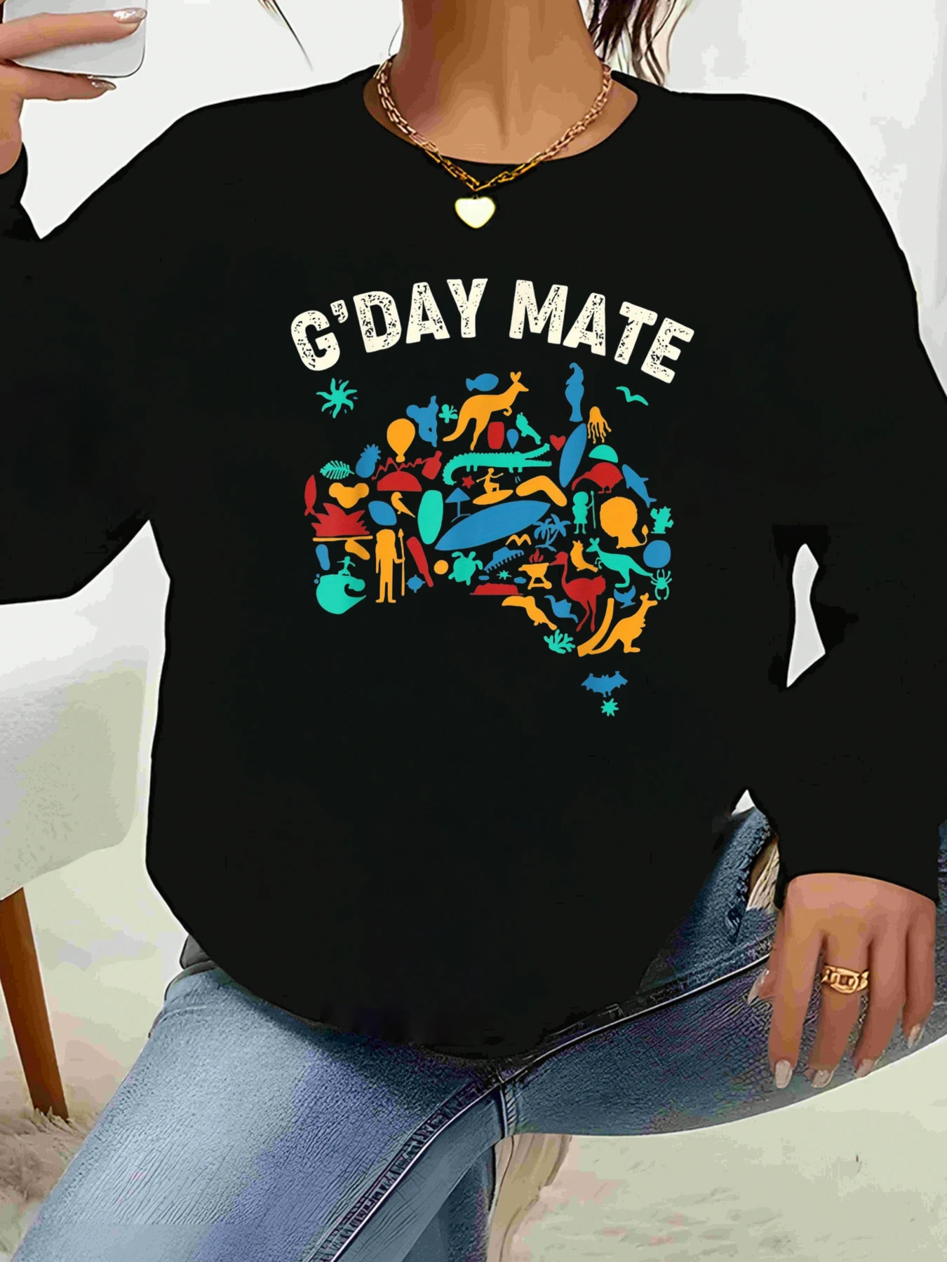 أستراليا خريطة طباعة g Day Mate البلوز أستراليا يوم ملابس غير رسمية للنساء