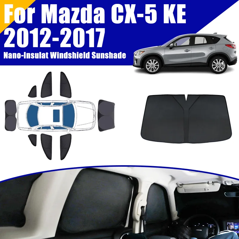 Full Coverage Sunshades For Mazda CX-5 CX5 KE MK1 2012-2017 2013 2014 Car Accessories Windows Visor Privacy Cover Black Foldable