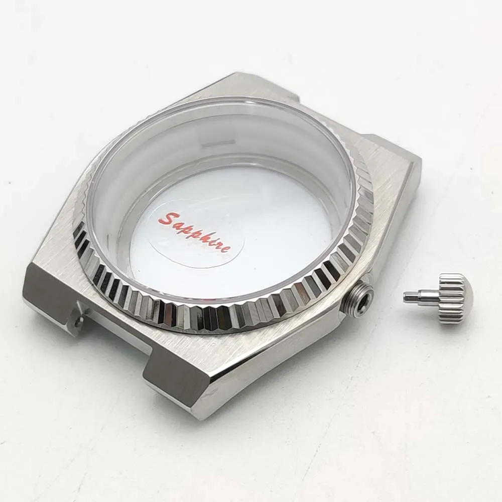 حافظة وسوار ميكانيكية أوتوماتيكية جديدة مقاومة للماء من الفولاذ المقاوم للصدأ مقاس 40 مم لحركات NH35/NH36