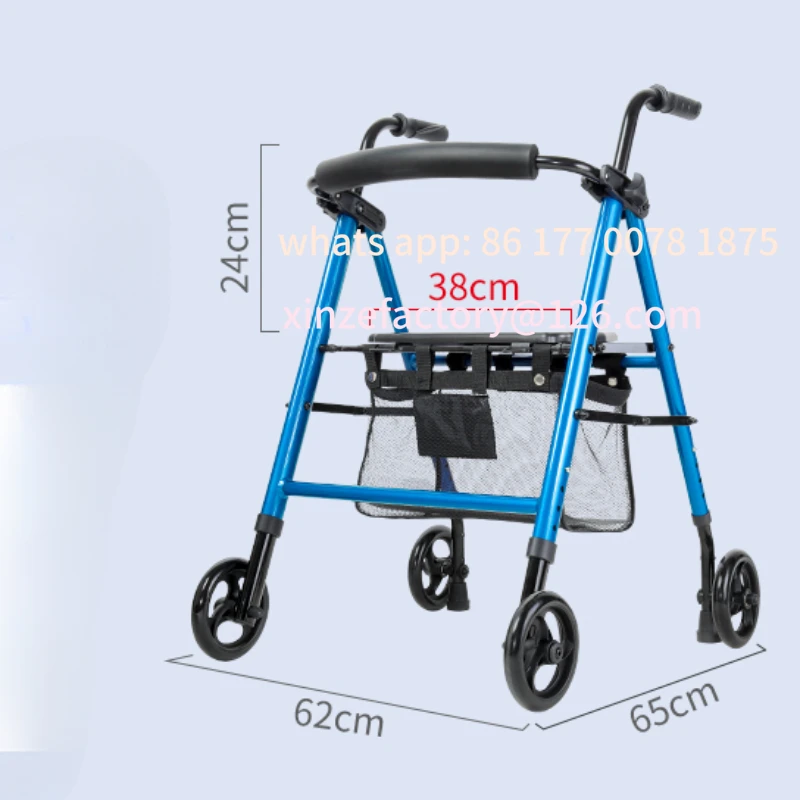 Customizable Foldable Walker with Seat & Adjustable Height - Mobility Aid Push Cart for Elderly, Portable Assistive Walking