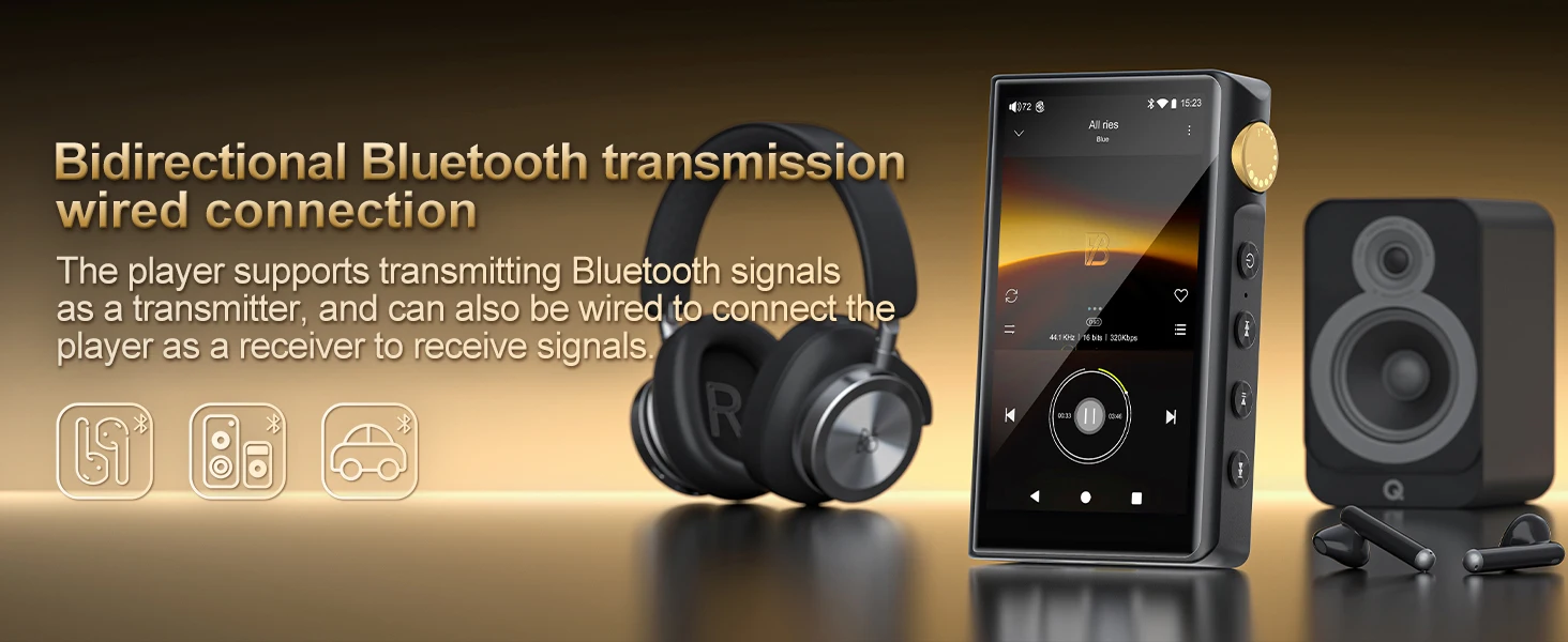 ZAQE Android12 HiFi MP3-Player, Bluetooth, WLAN, Hi-Res, DSD, DAC, verlustfreie Wiedergabe, tragbarer Musik-Player mit hoher Klangqualität, erweiterbar bis zu 512 GB. – Detail 5