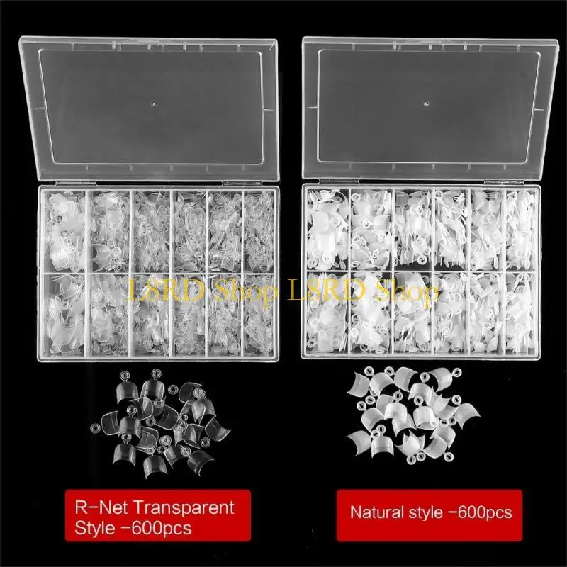 L8RD Pack of 600 Fake Nails Half Cover Tips Short Nails Natural Extension DIY Art Press On Accessories