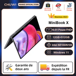 CHUWI MiniBook X ordinateur portable 2-en-1 Mode Yoga Intel N100 N5100 10.51 pouces 1920*1200 FHD + 12 go LPDDR5 512 go SSD Windows 11 ordinateur portable