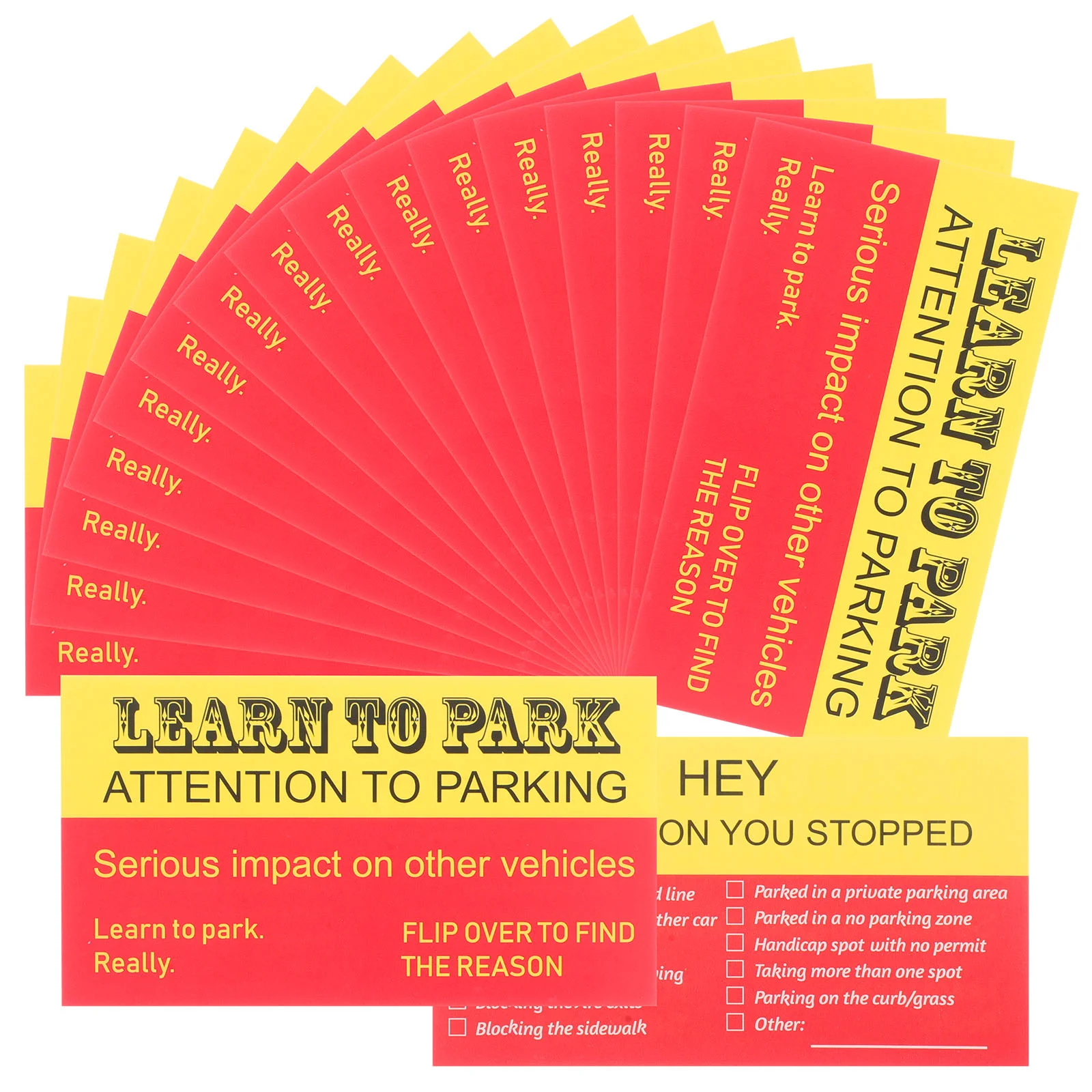 100 Pcs Parking Violation Card Sticker Warning Bad Cards Paper Fake Tickets Funny Notice