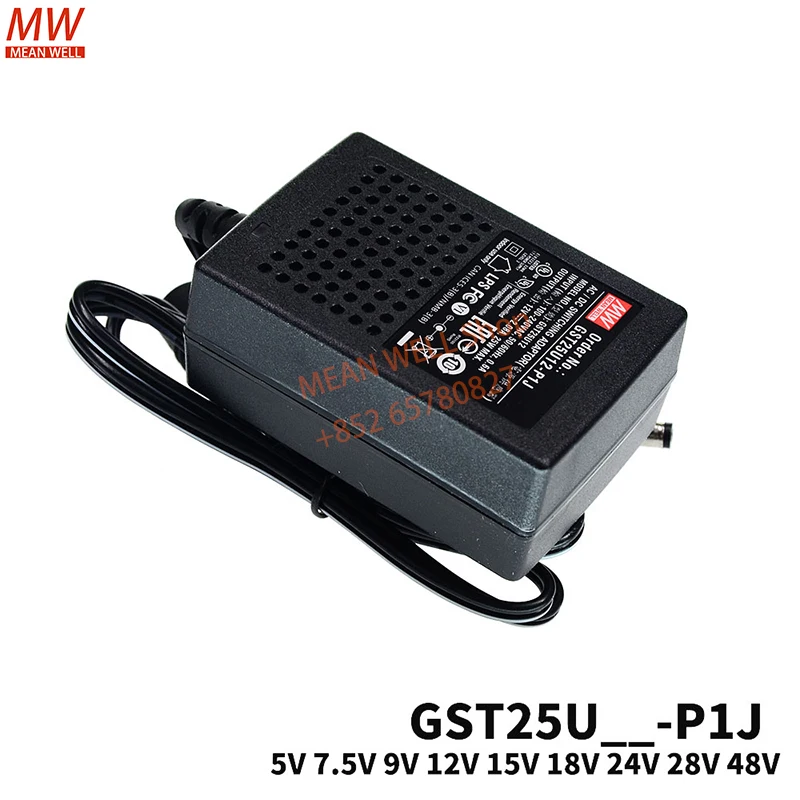 Original MEAN WELL 25W AC-DC Reliable Green Industrial Adaptor P1J Power Supply GST25U05 07 09 12 15 18 28 48-P1J GST25U24-P1J