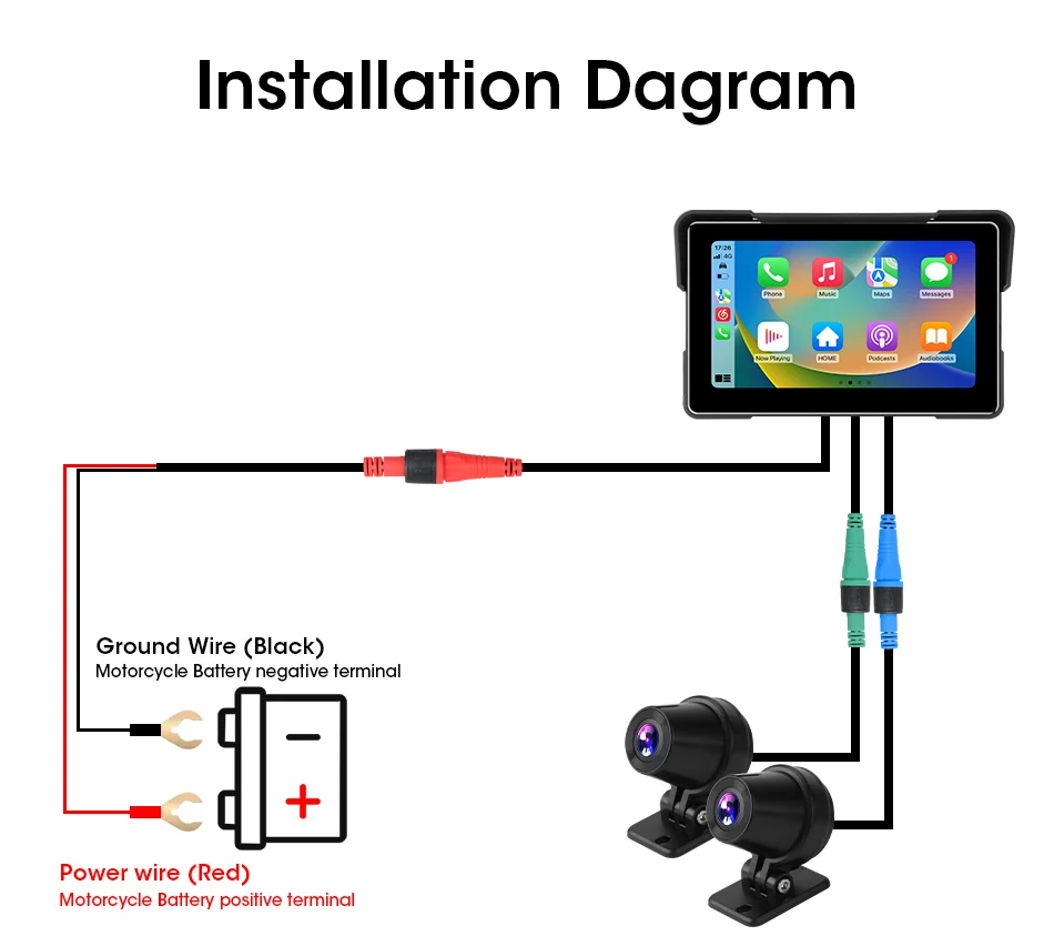 Tragbare 7 "IPX7 Wasserdichte Motorrad Navigation GPS DVR Android Auto Carplay Bildschirm für Moto Kameras Video Recorder BT Monitor – Detail 14