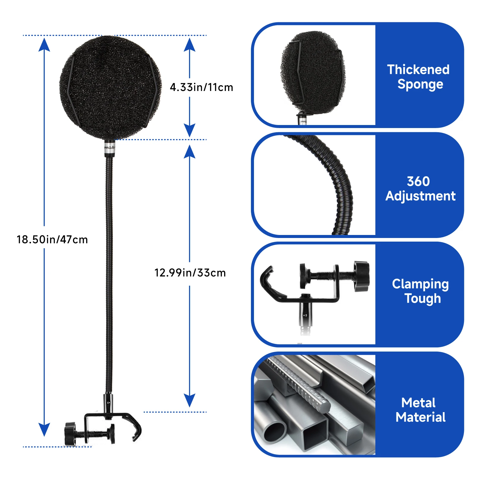 High Quality Microphone Pop Filter Metal Pop Filter Shield Windscreen Pop Filter for USB Microphone Podcast Microphone