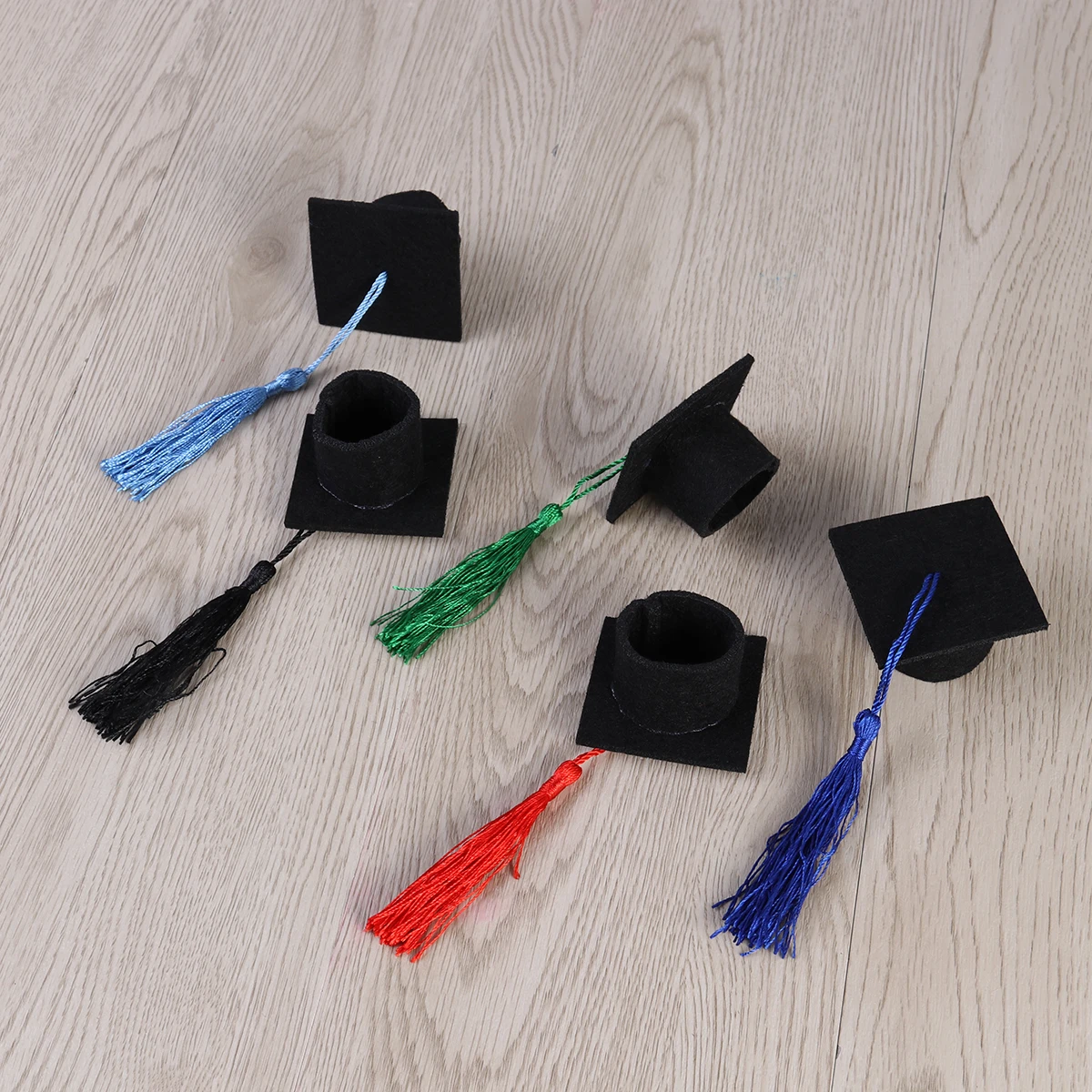 

6Pcs Wine Bottle Decorations Mini Doctoral Hat Assorted Colors Fabric Tassels Festive Christmas New Year Party Decor