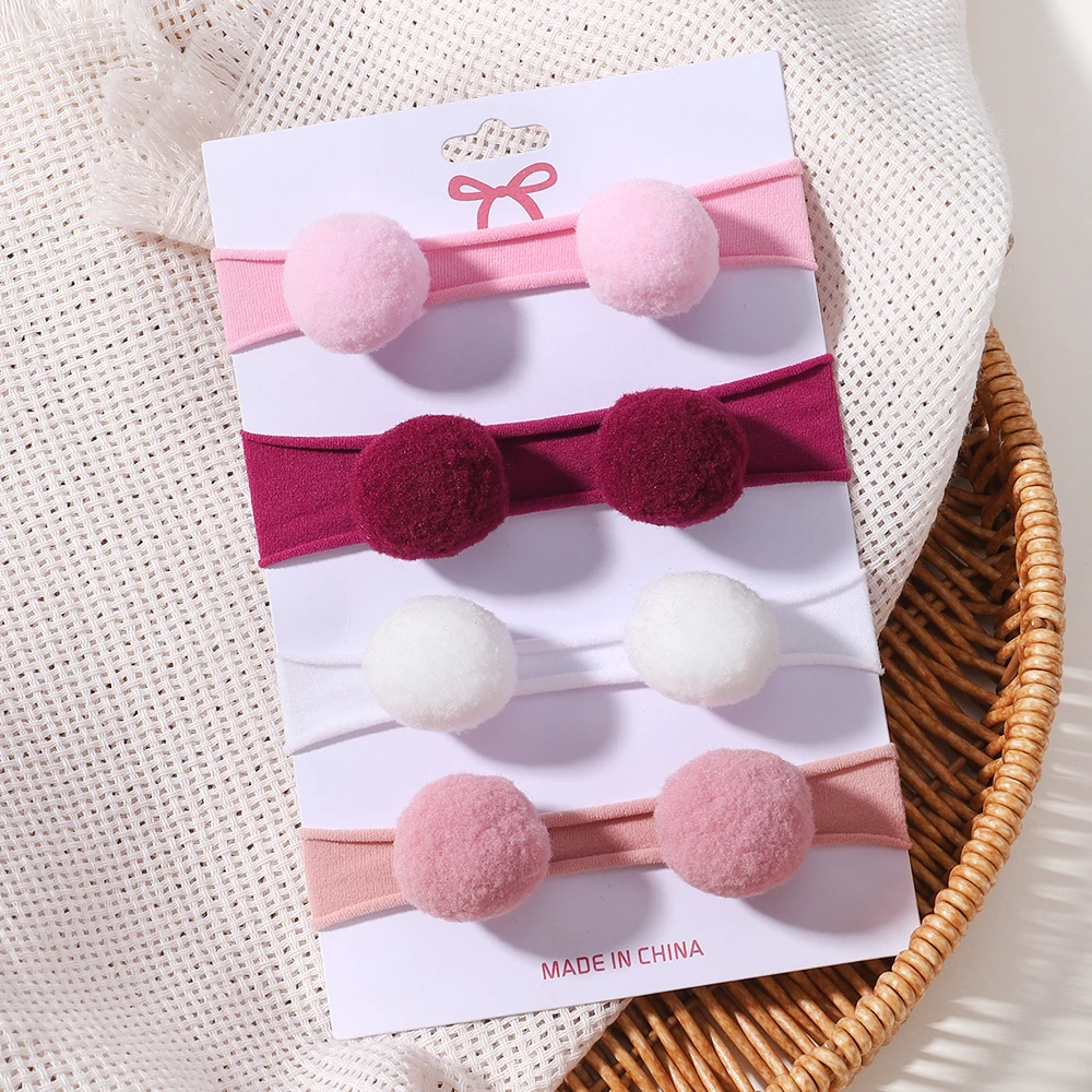 4 Stück/Set Neue Baby-Haarbänder Elastische Bunte Nylon-Stirnbänder Niedliche Haaraccessoires für Kinder Weicher Turban